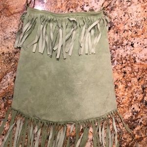 Jasmine by Cindy Newman Suede Fringe hobo bag lime